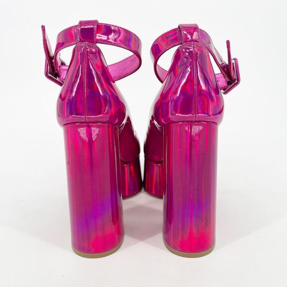 Christian Louboutin Yazefir 130 Pink Iridescent Leather Platform Pump EU 37.5 - Picture 9 of 14